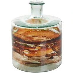 10" Clear & Brown Swirl Abstract Spanish Bottle Recycled Glass Vase -Flowers Michael Store D758431S 7
