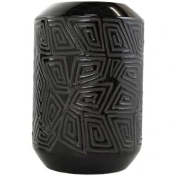Black Ceramic Vase With Geometric Etchings Set -Flowers Michael Store D758432S 3
