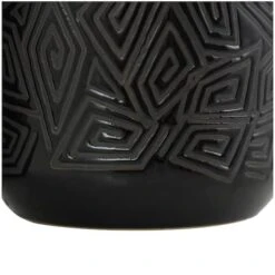 Black Ceramic Vase With Geometric Etchings Set -Flowers Michael Store D758432S 6