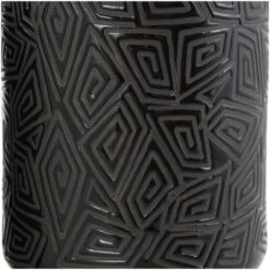 Black Ceramic Vase With Geometric Etchings Set -Flowers Michael Store D758432S 7