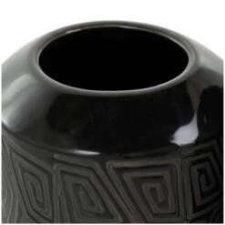 Black Ceramic Vase With Geometric Etchings Set -Flowers Michael Store D758432S 8