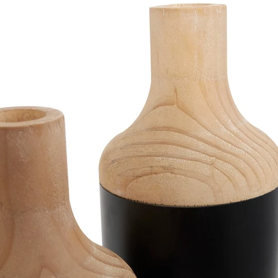 Black Wood Colorblock Vase Set 5 Black Wood Colorblock Vase Set - Image 3