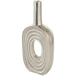 16" Silver Linear Etched Aluminum Circular Vase -Flowers Michael Store D758449S 1 1