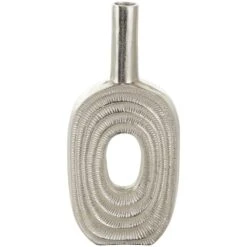 16" Silver Linear Etched Aluminum Circular Vase -Flowers Michael Store D758449S 3