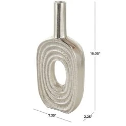 16" Silver Linear Etched Aluminum Circular Vase -Flowers Michael Store D758449S 8