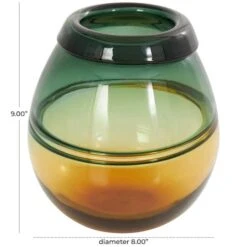 9" Green & Yellow Ombre Glass Vase -Flowers Michael Store D758455S 3