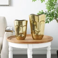 Gold Glam Aluminum Face Vase Set -Flowers Michael Store D758459S 12