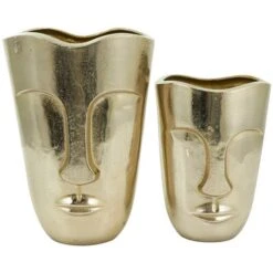 Gold Glam Aluminum Face Vase Set -Flowers Michael Store D758459S 6
