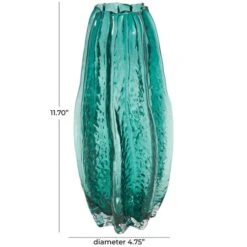 12" Green Wavy Glass Vase -Flowers Michael Store D758461S 6