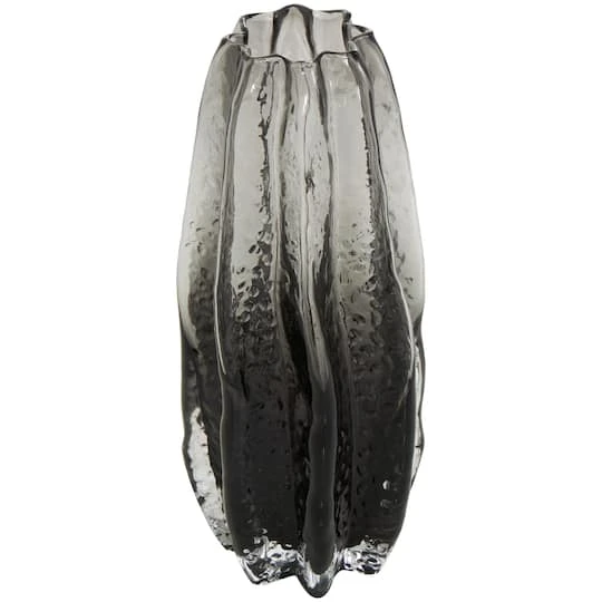 12" Black Ombre Wavy Abstract Glass Vase 4 12" Black Ombre Wavy Abstract Glass Vase - Image 2