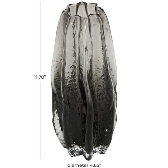 12" Black Ombre Wavy Abstract Glass Vase 7 12" Black Ombre Wavy Abstract Glass Vase - Image 5