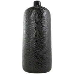 19" Black Geometric Etched Ceramic Vase -Flowers Michael Store D758465S 2