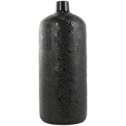 19" Black Geometric Etched Ceramic Vase -Flowers Michael Store D758465S 3