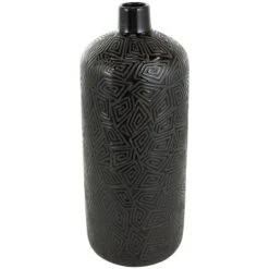 19" Black Geometric Etched Ceramic Vase -Flowers Michael Store D758465S 7