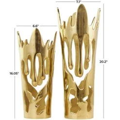 Gold Aluminum Drip Vase With Melting Designed Body Set -Flowers Michael Store D758467S 10