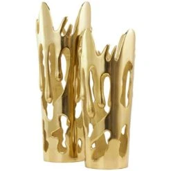 Gold Aluminum Drip Vase With Melting Designed Body Set -Flowers Michael Store D758467S 4
