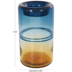 11" Blue & Yellow Ombre Cylinder Glass Vase -Flowers Michael Store D758469S 3