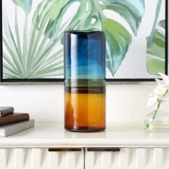 11" Blue & Yellow Ombre Cylinder Glass Vase -Flowers Michael Store D758469S 4