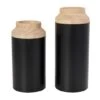 Black Wood Colorblock Vase With Light Brown Wood Tops Set -Flowers Michael Store D758484S 1