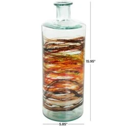 16" Orange & Brown Swirl Spanish Bottle Vase -Flowers Michael Store D758487S 8