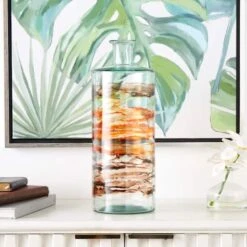 16" Orange & Brown Swirl Spanish Bottle Vase -Flowers Michael Store D758487S 9