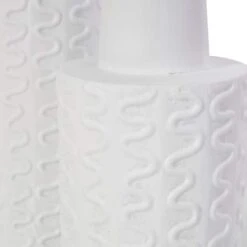 White Metal Abstract Wavy Textured Vase Set 11 White Metal Abstract Wavy Textured Vase Set -Flowers Michael Store D758496S 2