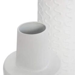 White Metal Abstract Wavy Textured Vase Set 12 White Metal Abstract Wavy Textured Vase Set -Flowers Michael Store D758496S 3