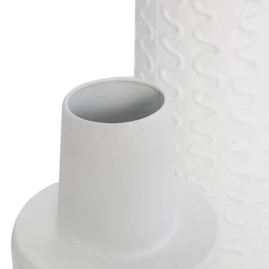 White Metal Abstract Wavy Textured Vase Set 6 White Metal Abstract Wavy Textured Vase Set - Image 4