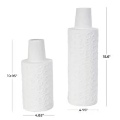 White Metal Abstract Wavy Textured Vase Set 13 White Metal Abstract Wavy Textured Vase Set -Flowers Michael Store D758496S 4