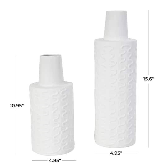 White Metal Abstract Wavy Textured Vase Set 7 White Metal Abstract Wavy Textured Vase Set - Image 5