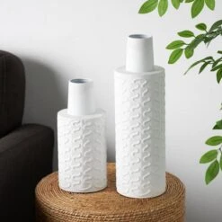 White Metal Abstract Wavy Textured Vase Set 15 White Metal Abstract Wavy Textured Vase Set -Flowers Michael Store D758496S 6
