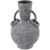 13" Ceramic Textured Vase With Ring Handles Gray 1 13" Ceramic Textured Vase With Ring Handles Gray -Flowers Michael Store D758504S 1