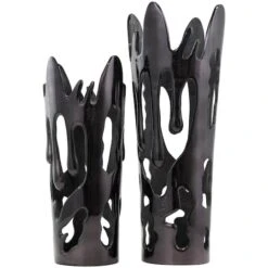 Black Contemporary Aluminum Drip Vase Set