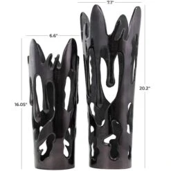 Black Contemporary Aluminum Drip Vase Set -Flowers Michael Store D758505S 10