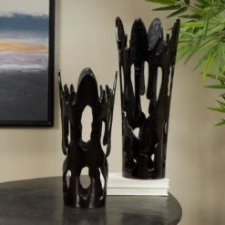 Black Contemporary Aluminum Drip Vase Set -Flowers Michael Store D758505S 11