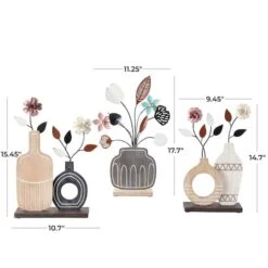 Floral Patterned Vase Sculpture Set -Flowers Michael Store D758508S 11