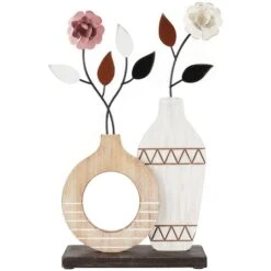 Floral Patterned Vase Sculpture Set -Flowers Michael Store D758508S 2