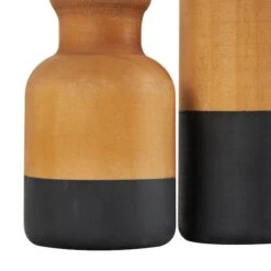 Brown & Black Wood Vase Set 12 Brown & Black Wood Vase Set -Flowers Michael Store D758512S 3