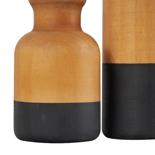 Brown & Black Wood Vase Set 6 Brown & Black Wood Vase Set - Image 4