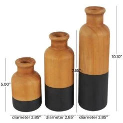 Brown & Black Wood Vase Set 15 Brown & Black Wood Vase Set -Flowers Michael Store D758512S 6
