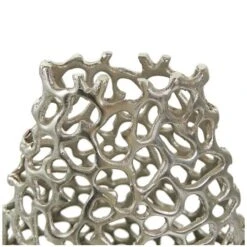 15" Silver Aluminum Vase With Freeform Open Lattice -Flowers Michael Store D758513S 3