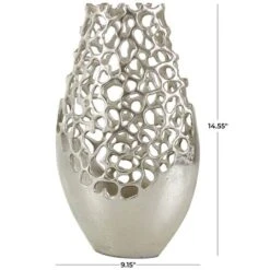 15" Silver Aluminum Vase With Freeform Open Lattice -Flowers Michael Store D758513S 4