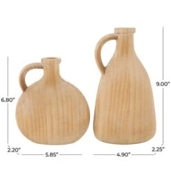 Natural Wood Slim Jug Inspired Vase Set -Flowers Michael Store D758514S 8