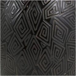 19" Black Ceramic Vase With Geometric Etchings 14 19" Black Ceramic Vase With Geometric Etchings -Flowers Michael Store D758519S 5