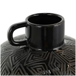 19" Black Ceramic Vase With Geometric Etchings 16 19" Black Ceramic Vase With Geometric Etchings -Flowers Michael Store D758519S 7