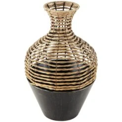 18" Brown Seagrass Handmade Twisted Vase