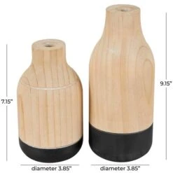 Natural Wood Color Block Vase Set -Flowers Michael Store D758532S 7