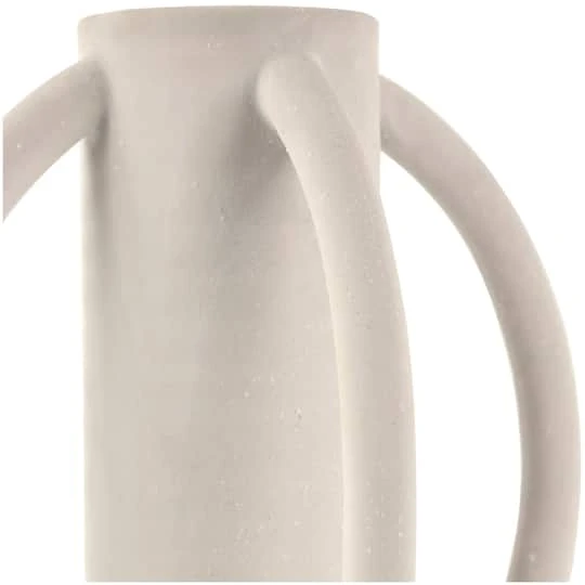 15" White Ceramic Textured Vase With 4 Handles 6 15" White Ceramic Textured Vase With 4 Handles - Image 4