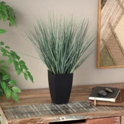19" Onion Grass Artificial Plant With Black Plastic Pot 10 19" Onion Grass Artificial Plant With Black Plastic Pot -Flowers Michael Store D760283S 5