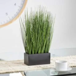 18" Onion Grass Artificial Plant With Black Rectangular Pot -Flowers Michael Store D760285S 5